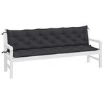 vidaXL Coussins de banc jardin lot de 2 noir 200x50x7 cm tissu Oxford