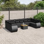 vidaXL Salon de jardin 11 Pièces avec coussins noir résine tressée