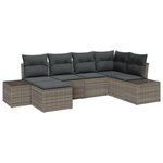vidaXL Ensemble de canapé de jardin avec coussin 6 Pièces Gris Poly rotin