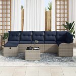 vidaXL Ensemble de Canapés avec coussin Gris et marine polyrotin