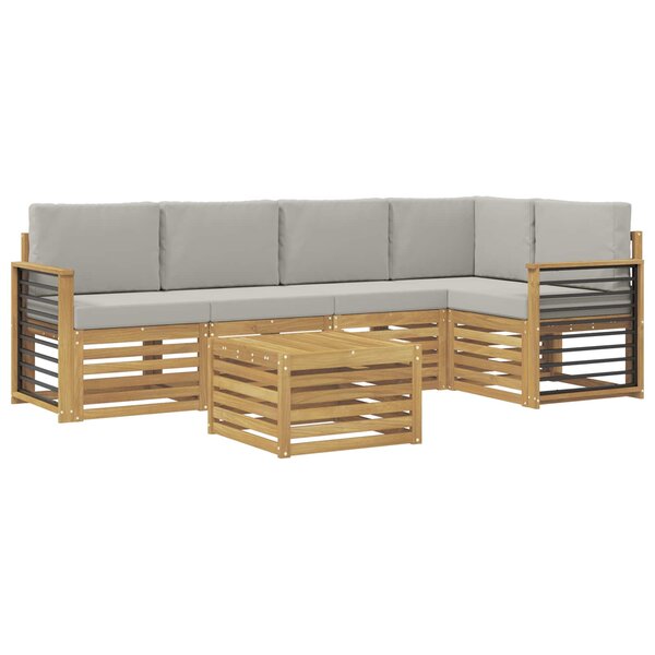 vidaXL Ensemble de canapés d'extérieur 6 Pièces Blanc et gris clair