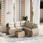 vidaXL Salon de jardin avec coussins 6 Pièces beige résine tressée
