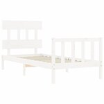 vidaXL Cadre de lit avec tête de lit blanc simple bois massif
