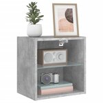 vidaXL Table de chevet murale avec lumières LED gris béton