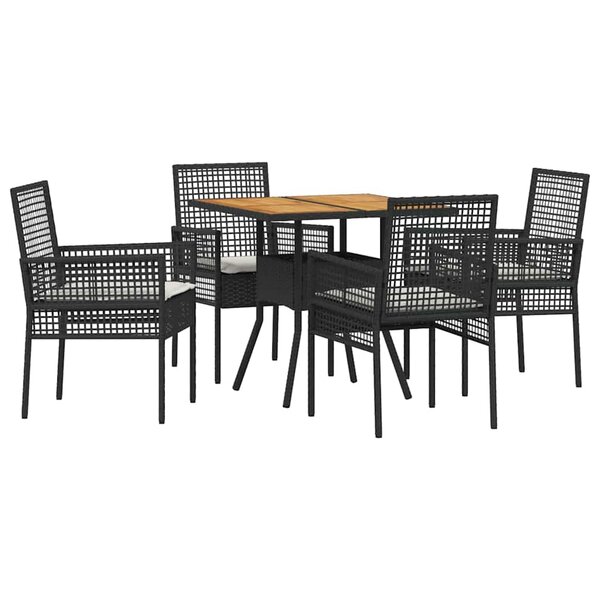 vidaXL Ensemble de salle à manger pour jardin 5 Pièces Noir polyrotin