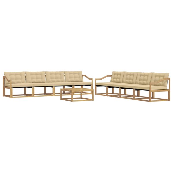 vidaXL Ensemble de canapés d'extérieur 9 Pièces Blanc et Beige