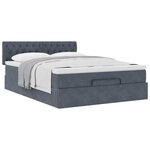vidaXL Cadre de lit ottoman avec matelas gris foncé 140x190 cm velours