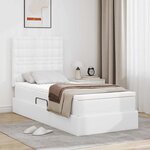 vidaXL Lit avec rangement et LED Blanc pur 90 x 190 cm Simili cuir