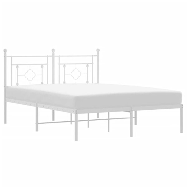vidaXL Cadre de lit métal avec tête de lit blanc 135x190 cm