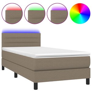 vidaXL Sommier à lattes de lit avec matelas LED Taupe 80x200 cm Tissu