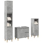 vidaXL Ensemble de meubles de salle de bain 3 Pièces gris béton