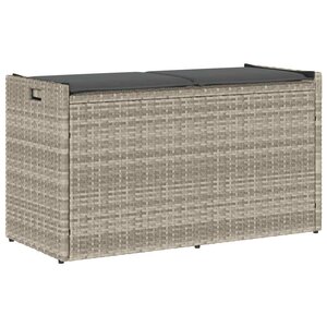 vidaXL Banc de rangement extérieur coussin gris clair 100 cm polyrotin