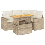 vidaXL Salon de jardin avec coussins 5 Pièces beige résine tressée