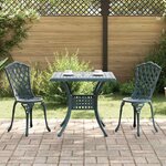 vidaXL Ensemble de tables de jardin 3 Pièces Vert Aluminium coulé