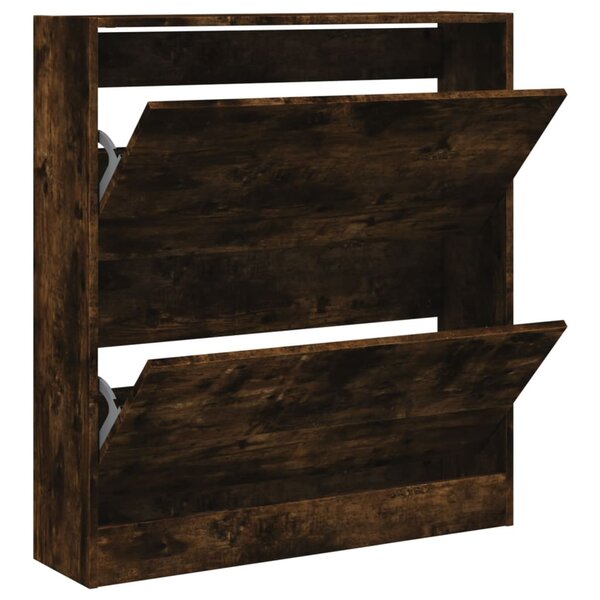 vidaXL Armoire à chaussures chêne fumé 80x21x87 5 cm bois ingénierie