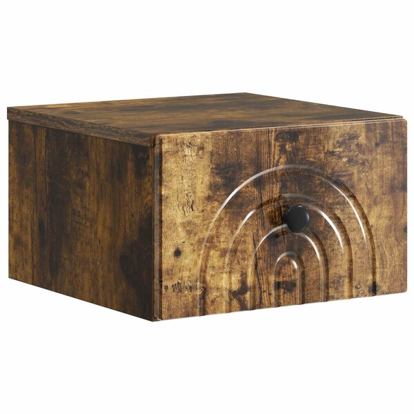 vidaXL Cabinet de chevet mural Chêne fumé 33 x 34 5 x 20 cm