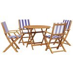 vidaXL Ensemble à manger de jardin 5 Pièces bleu blanc tissu bois massif