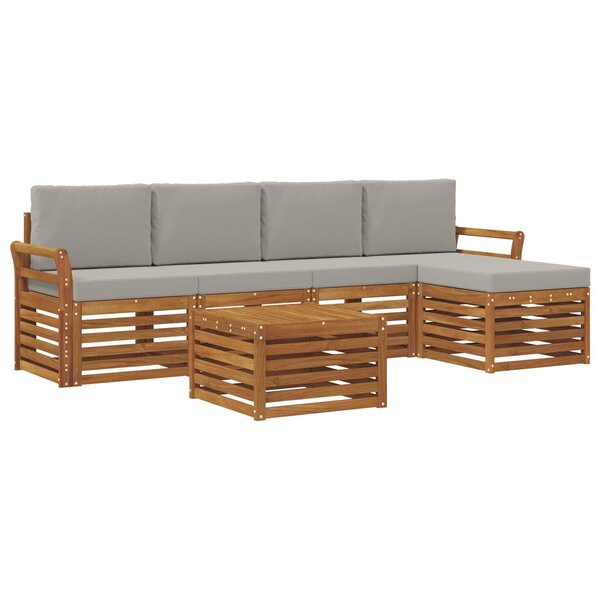 vidaXL Ensemble de canapés d'extérieur 6 Pièces Gris Naturel et Clair