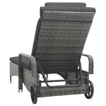 vidaXL Chaise longue avec roues Résine tressée Anthracite