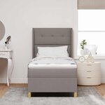 vidaXL Lit à ressorts avec bandes LED Taupe 90 x 190 cm tissu