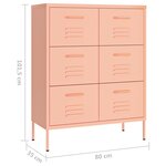 vidaXL Armoire à tiroirs Rose 80x35x101 5 cm Acier