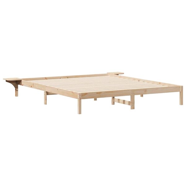 vidaXL Cadre de lit avec tables de chevet Naturel 180 x 220 cm