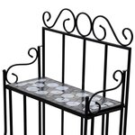 vidaXL Support pour plantes Mosaïque noir et blanc