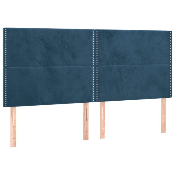 vidaXL Tête de lit Bleu foncé 200 x 5 x 118/128 cm Velours