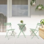 vidaXL Ensemble bistro pliant 3 pc Écume de mer Acier