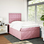 vidaXL Sommier à lattes de lit avec matelas rose 120x190 cm velours