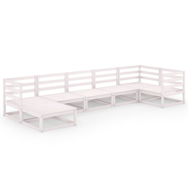 vidaXL Salon de jardin 7 Pièces Blanc Bois de pin massif