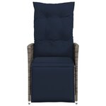 vidaXL Lot de 2 chaises de jardin inclinables avec coussins en résine tressée grise