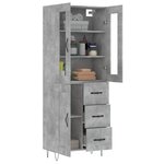vidaXL Buffet haut Gris béton 69 5x34x180 cm Bois d'ingénierie
