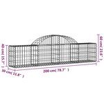 vidaXL Paniers à gabions arqués 8 Pièces 200x30x40/60 cm Fer galvanisé