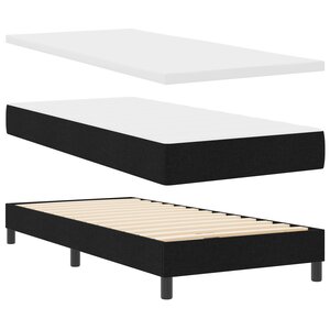 Lit Box Spring avec Matelas vidaXL Noir 90x200 cm Tissu