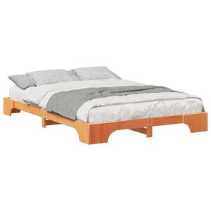 vidaXL Cadre de lit Marron 140 x 220 cm Pin massif