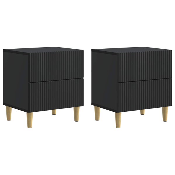 vidaXL Cabinet de chevet avec tiroir 2 Pièces Noir 43 x 34 5 x 48 cm