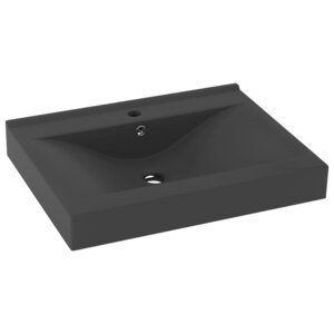 vidaXL Lavabo avec trou de robinet Gris foncé mat 60x46 cm Céramique