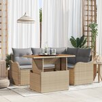 Ensemble de Canapés de Jardin 5 Pièces avec Coussins Beige Poly Rattan