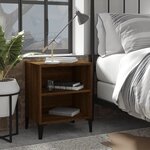 vidaXL Tables de chevet pieds en métal 2 Pièces chêne marron 40x30x50 cm