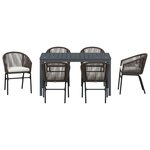 vidaXL Ensemble de salle à manger de jardin de 7 pièces avec coussins en poly rotin marron