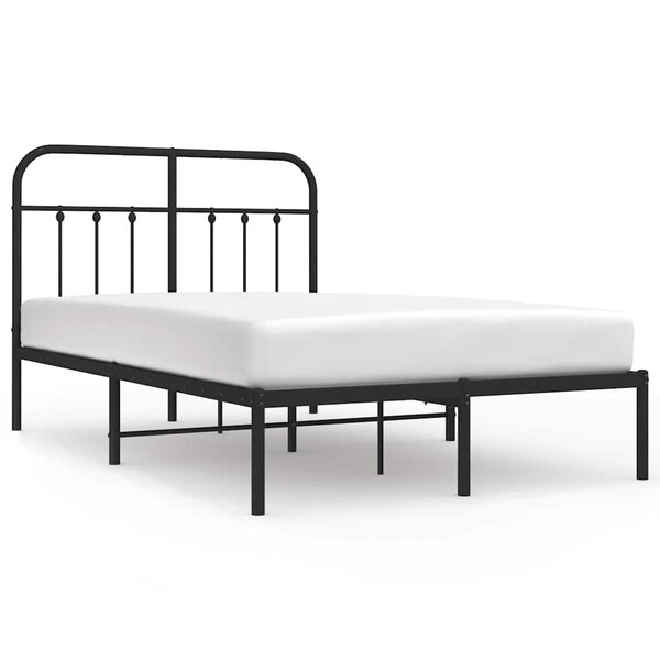 vidaXL Cadre de lit métal sans matelas avec tête de lit noir 120x190cm