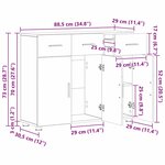 vidaXL Buffet Blanc brillant 88 5 x 30 5 x 73 cm Bois d'ingénierie