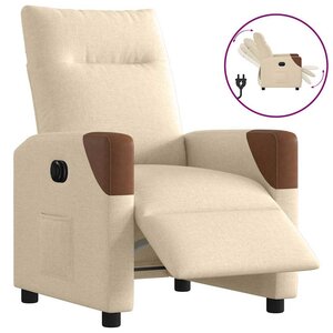 vidaXL Fauteuil inclinable électrique Crème Tissu