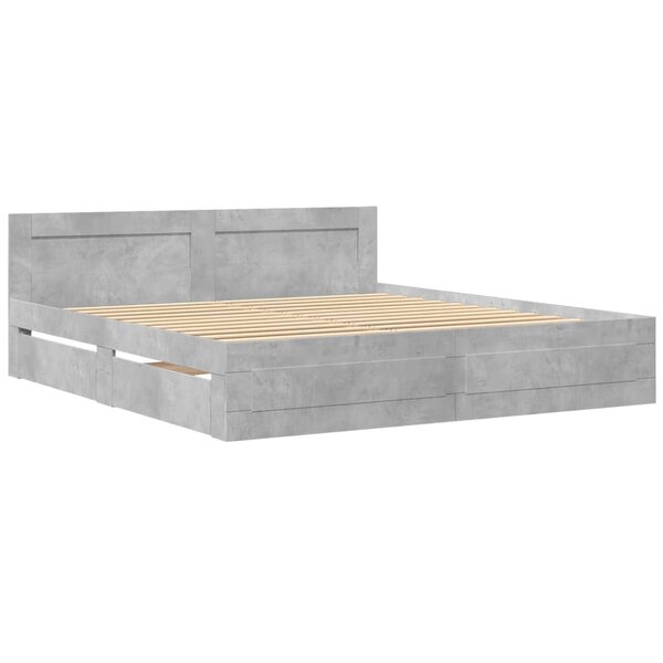 vidaXL Cadre de lit avec tête de lit gris béton 180x200 cm