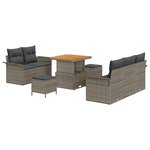 Ensemble de Canapés de Jardin vidaXL en 8 Pièces avec Coussins Gris Poly Rattan Acacia