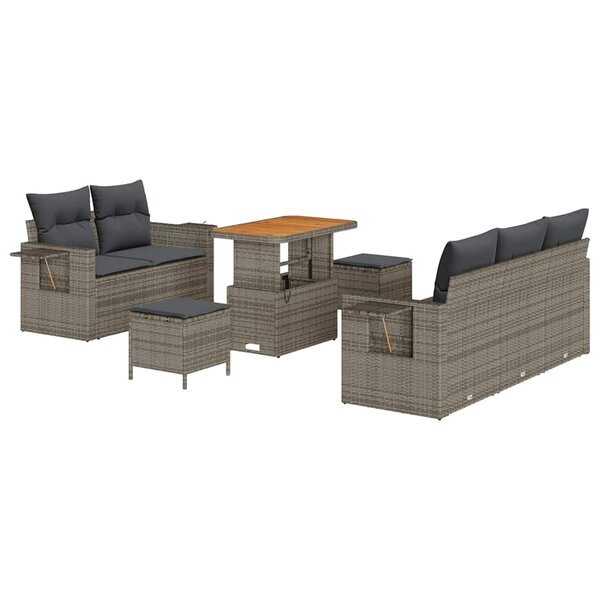 vidaXL Ensemble de canapé de jardin 8 Pièces Gris 90 x 55 x 71 cm