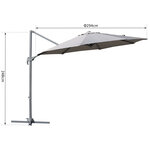 Parasol déporté octogonal inclinable manivelle avec pied en acier Ø 2 94 x 2 48H m gris