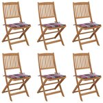 vidaXL Chaises pliables de jardin 6 Pièces avec coussins Bois d'acacia
