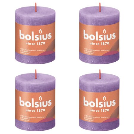 Bolsius Bougies pilier rustiques Shine 4 Pièces 80x68 mm Violet vibrant